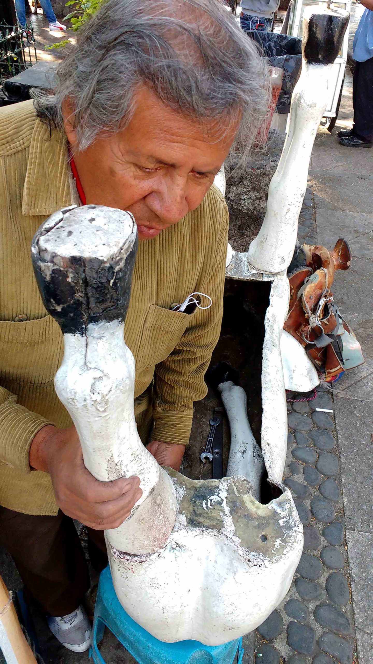 José Luis Castro Ramírezarmando su caballo Foto Máximo Cerdio