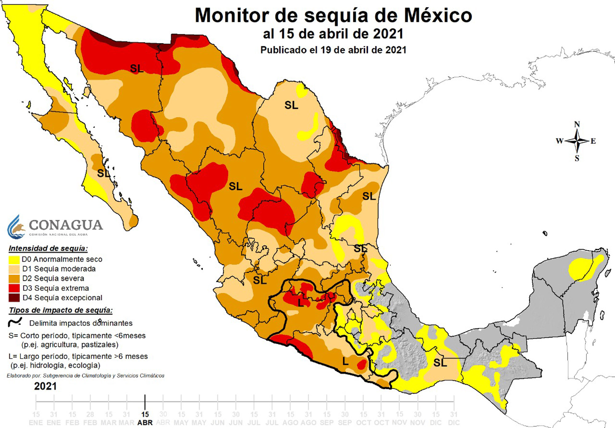 Monitor de sequía de México. Mapa