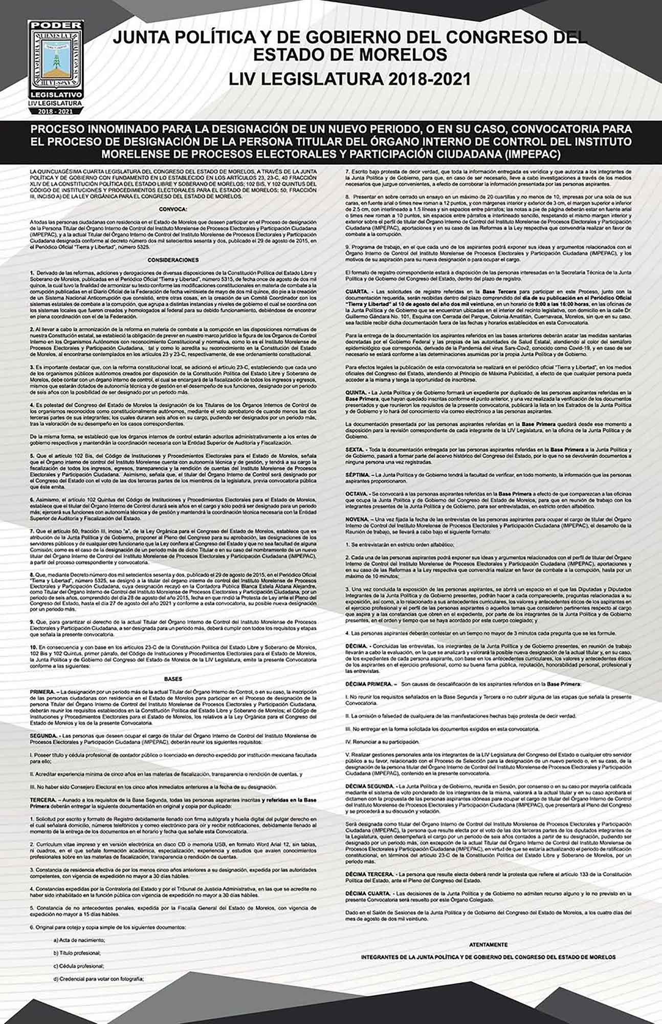 Convocatoria Impepac